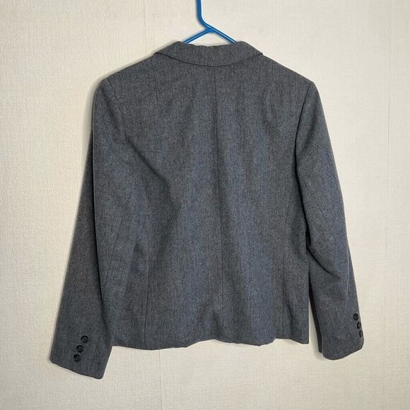 Pendleton Woolen Mills Womens Size 10 Gray Virgin Wool One Button Blazer Jacket - Picture 8 of 9